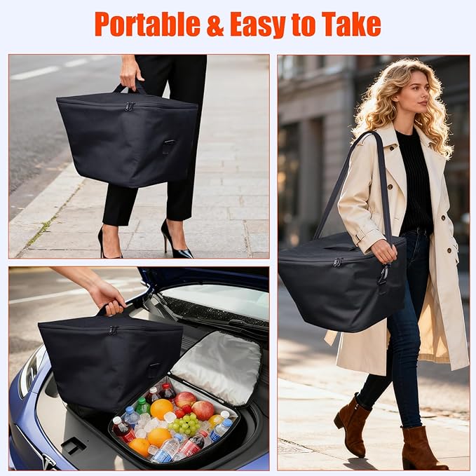 for Tesla Model Y Frunk Cooler Organizers, AYAMAYA Insulated & Leak Proof Camping Coolers, Portable Front Trunk Storage Bags with Lid and Strap for Tesla Model Y Accessories, Set of 2