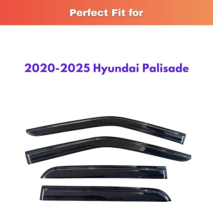 KPY Rain Guards Fit for 2020-2025 Hyundai Palisade, Out-Channel Window Visors Vent Wind Deflectors 4PC, Car Accessories for 20-25 Palisade