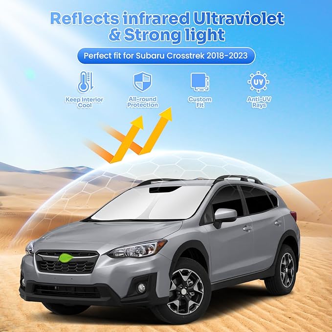 Window Shades for 2018-2023 Subaru Crosstrek Accessories Windshield Sun Shade Side Rear Window Covers Sunshade Sun Visor Shield Privacy Protection for Camping Keep Vehicle Cool Black 8PCS