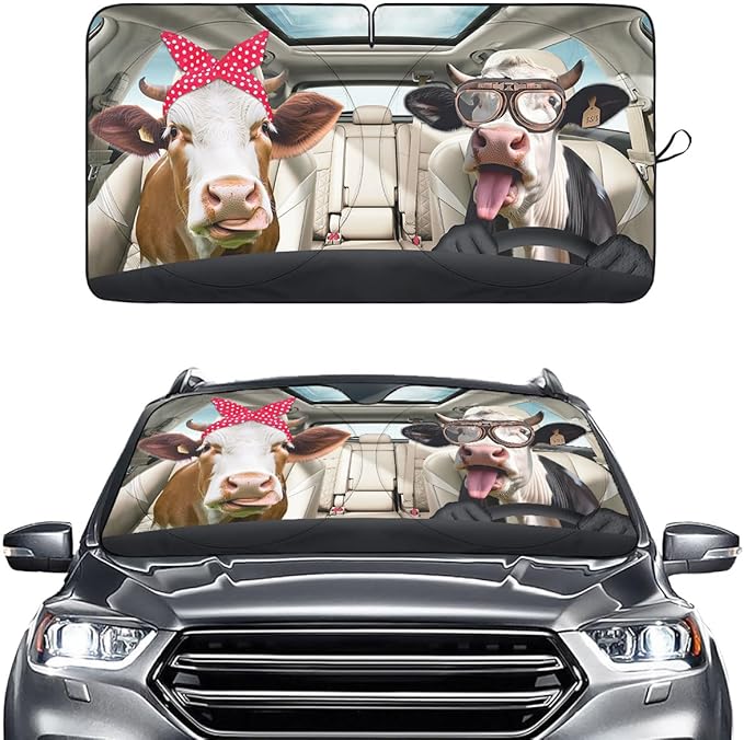 Horror Windshield Sun Shade for Car SUV Truck (55x30 Inches), Front Window Visor for Windows, Protector Blocks UV