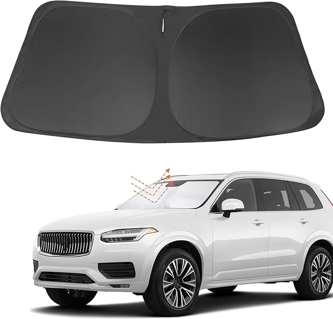 YYCKE Windshield Sun Shade Accessories Compatible with 2016-2024 2025 XC90 for Volvo Foldable Sunshade Sun Visor Blocks UV