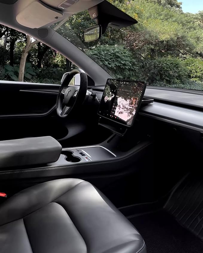 Matte Black Dashboard Cover and Front Door Cover Compatible with Tesla Model 3（2021-2023） and Model y（2019-2024 (Matte Black)
