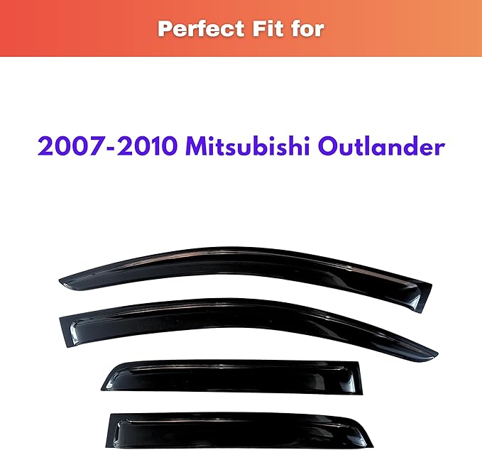 KPY Rain Guards Fit for 2007-2010 Mitsubishi Outlander, Out-Channel Window Visors Vent Wind Deflectors 4PC, Car Accessories for 07-10 Outlander