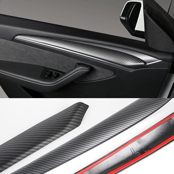BMZX for Tesla Model Y/3 Dashboard Cover Fit for Model 3 Model Y 2017-2023 Carbon Fibber Pattern and Interior Front Door Trim Wrap Accessories Protector Covers