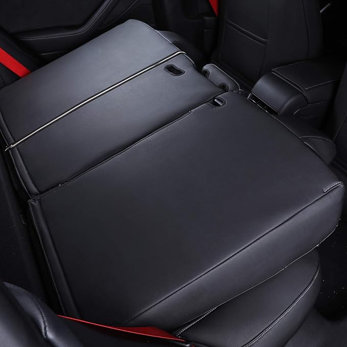 EKR Model S Seat Cover for Tesla Model S 2014 2015 2016(Front Fixed Headrests, Front Full Side Coverage, 3 Rear Headrests) Leather Seat Covers Full Set,Car Seat Protector- Leather (Black)