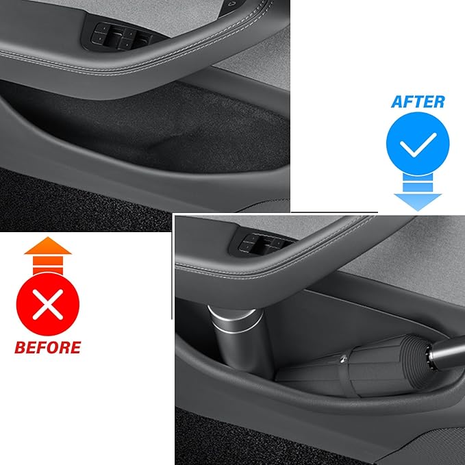 4PCS Door Side Storage Box Full Arounding for Tesla Model Y Juniper 2025 2026 Front & Rear Door Pocket Inner Organizer Trays Full Cover for Model Y Juniper Accessories TPE
