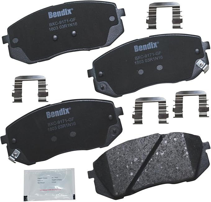 Bendix Priority1 CFC1803 Ceramic Front Brake Pads for Hyundai Kona Electric 2023-2019, Sonata 2019-2015, Kia Niro EV 2022-2019, Optima 2020-2016