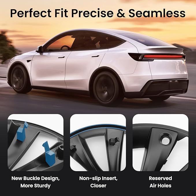 Model Y Wheel Covers 19 inch Juniper Crossflow 2025 2026,19" Hurricane Matte Black Wheel Hubcaps Compatible with Tesla Model Y Accessories 2025 2026 (Refreshed Juniper Only 4PCS)