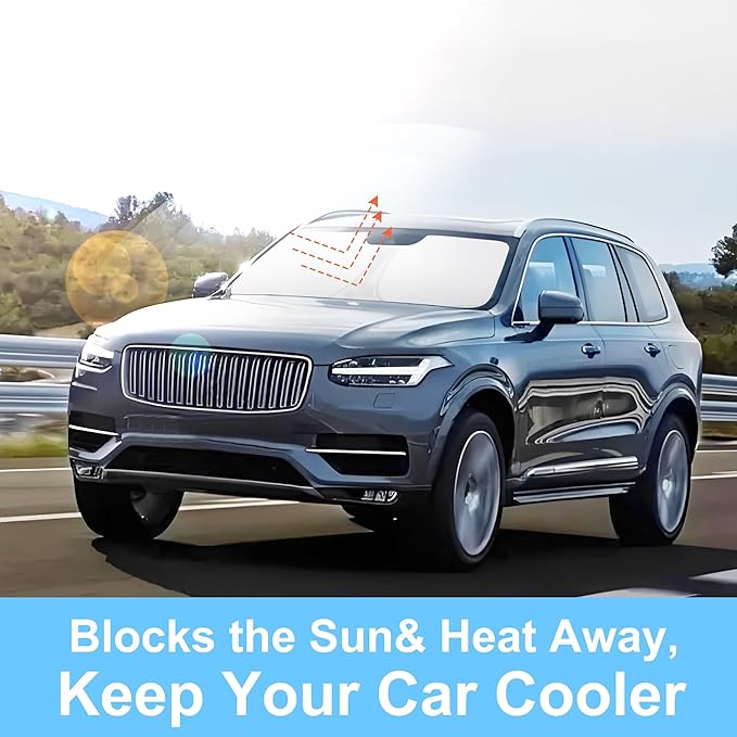 YYCKE Windshield Sun Shade Accessories Compatible with 2016-2024 2025 XC90 for Volvo Foldable Sunshade Sun Visor Blocks UV