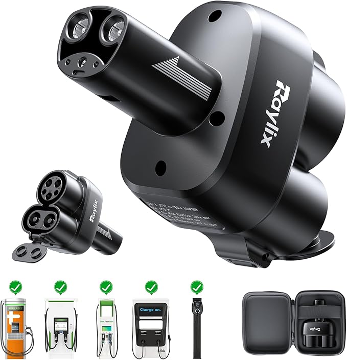 Raylix 2In1 CCS & J1772 to Tesla Adapter, Only Fit for Tesla Model Y 3 X S (2021-2026) & NACS EVs, Fast 250kW Charging, CCS to NACS Adapter, Compatible with DC Level 3 & AC Level 1/2 Charging Stations