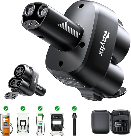 Raylix 2In1 CCS & J1772 to Tesla Adapter, Only Fit for Tesla Model Y 3 X S (2021-2026) & NACS EVs, Fast 250kW Charging, CCS to NACS Adapter, Compatible with DC Level 3 & AC Level 1/2 Charging Stations
