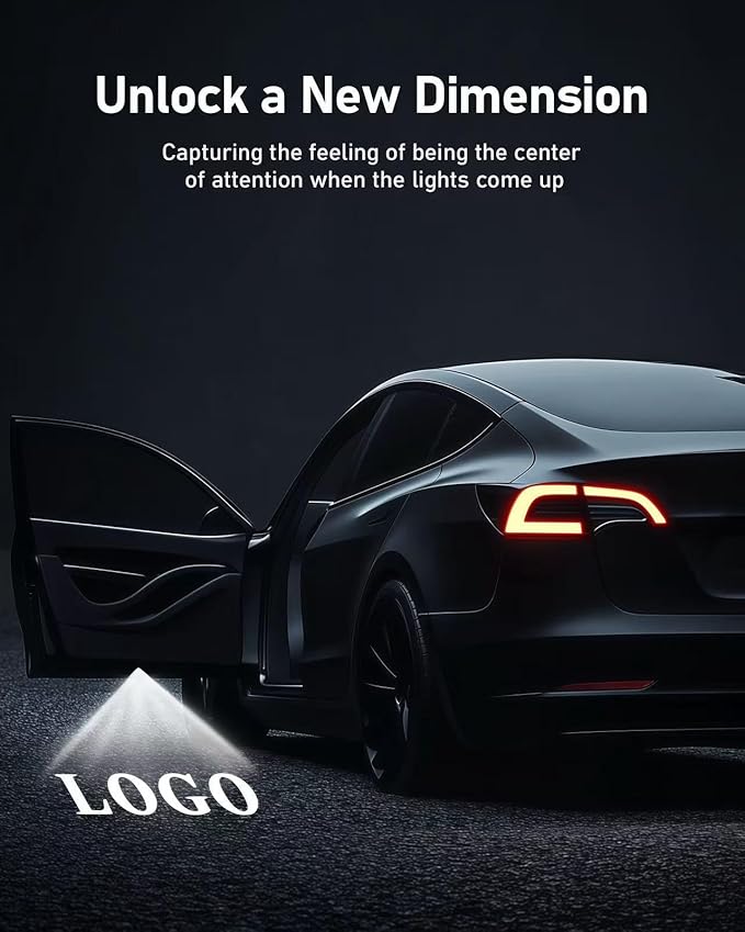 2026 Upgraded Accessories Compatible with Model Y Juniper Model 3 Highland X S, Ultra-Bright HD Car Door Lights Logo Projector, OEM Style Puddle Lights No Fade 3D Laser Car Welcome Ghost Light(4 Pack)