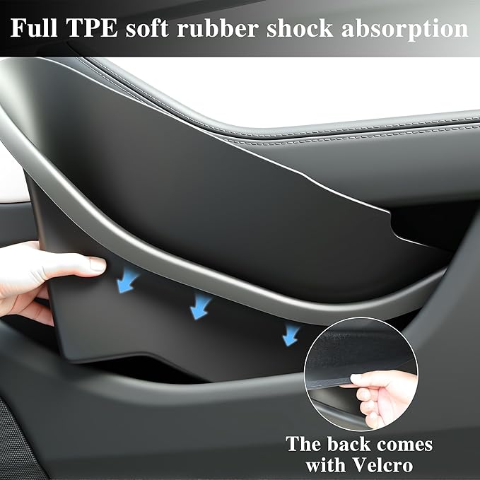 4pcs Door Pocket Organizer Set for tesla Model Y Juniper 2025 2026 Full-Coverage TPE Tray Liners for Front Rear Door Slots Door Side Storage Box Model Y Juniper Accessories (Not fit 2026 Standard)