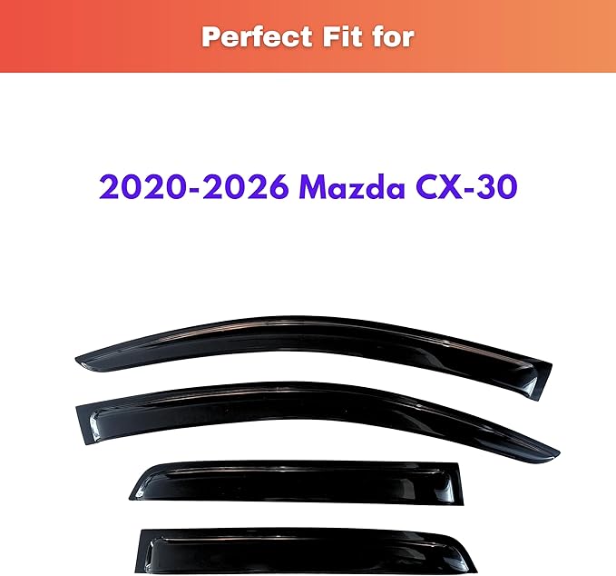 KPY Rain Guards Fit for 2020-2026 Mazda CX-30, Out-Channel Window Visors Vent Wind Deflectors 4PC, Car Accessories for 20-26 Mazda CX30