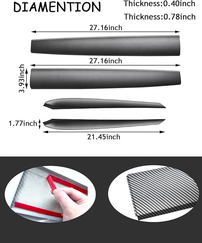 Matte Carbon Fiber Dashboard Cover and Front Door Cover Compatible with Tesla Model 3（2021-2023） and Model y（2019-2024 (Matte Carbon Fiber)