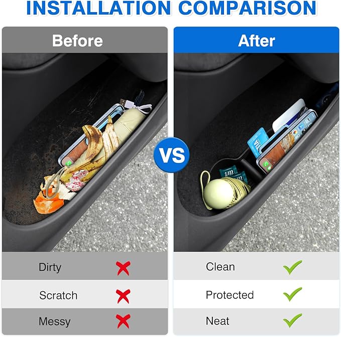 Car Door Side Storage Box and Trash Can for 2020-2024 Tesla Model Y (Not for Juniper) Accessories Front Rear Door Insert Tray Organizer Slot Storage Protector with Trash Can 6PCS