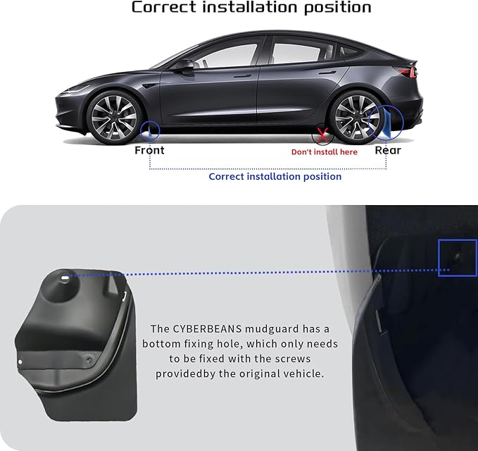 4Pcs Fenders for Tesla Model 3 Highland Accessories 2024 2025 Flexible Mud Flaps No Drilling Splash Guards All Weather Protector Mudflaps Fender