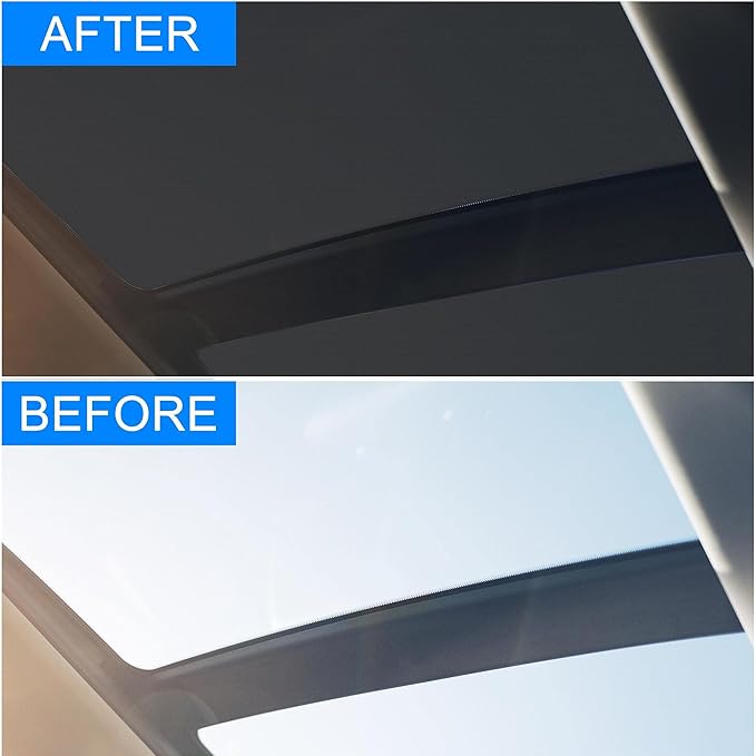 Unifizz 2021-2016 Tesla Model S Glass Roof Sunshade UV Rays Protection Foldable Sunroof Sunshade Top Window Sun Shades for Tesla Model S Heat Isolate Split Type Upgraded Black（Openable sunroof only）