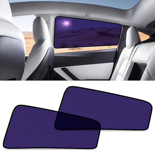ZATOOTO Tesla Model Y Rear Car Window Shades | Bluish-Purple Static Cling Car Sun Shade | Enhanced Sun Filtering & Heat Reduction | Specific for Frameless Doors | Car Window Shade for Baby & Passenger