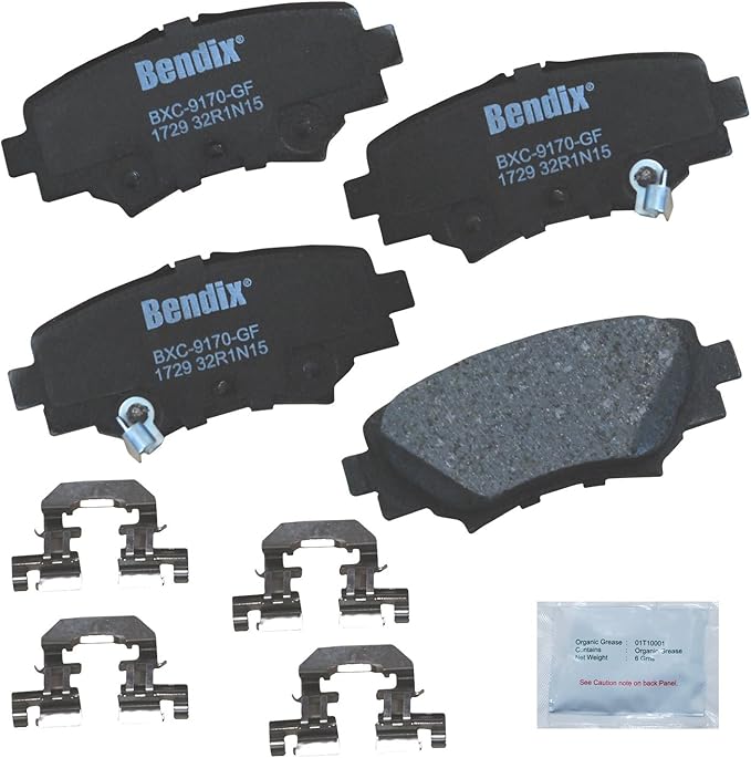 Bendix Priority1 CFC1729 Ceramic Rear Brake Pads for Mazda 3 2018-2014, 3 Sport 2016-2014 (Excluding Mexico Built models)