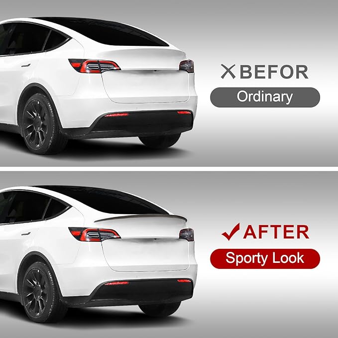 Spoiler Fit for Tesla Model Y 2020-2024, Upgrade ABS Material Rear Spoiler Wing OEM Rear Trunk Lip, Model Y Accessories, Matte Carbon Fiber