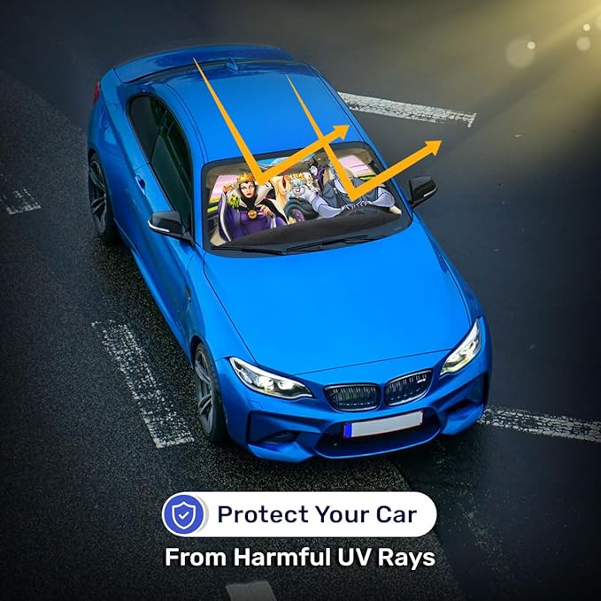 Horror Windshield Sun Shade for Car SUV Truck (55x30 Inches), Front Window Visor for Windows, Protector Blocks UV