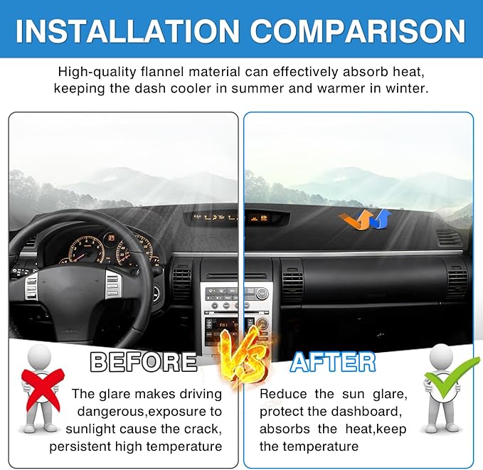 Autorder Dashboard Cover Mat for Infiniti G35 with Clock Outside Accessories Dash Cover Upgrade Flannel Dash Mat Sunshade Glare UV Rays Protector