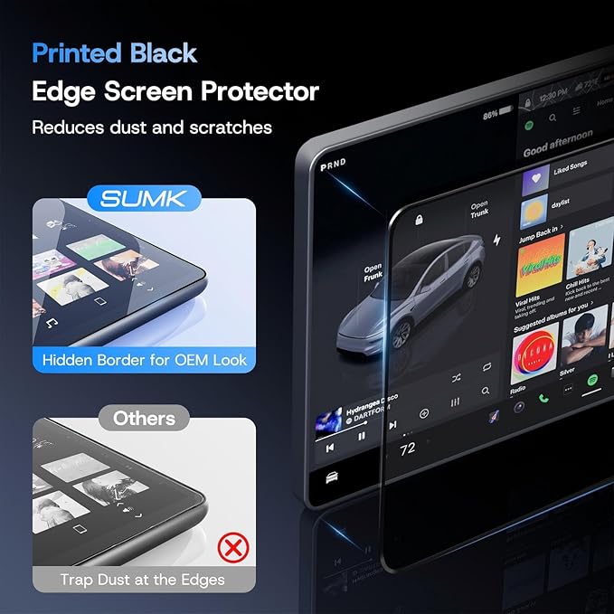15.4 inch Screen Protector for Tesla Model 3/Y Accessories [9H & Anti-Fingerprint] Front & Back Tempered Glass Screen Protector for Tesla Model Y 2025 & Model 3 Highland 2024-2026 - Glossy