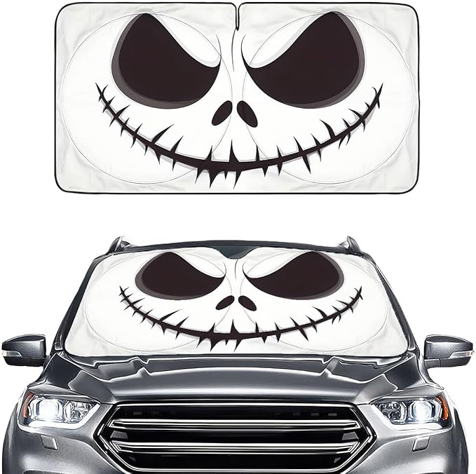 Horror Windshield Sun Shade for Car SUV Truck (55x30 Inches), Front Window Visor for Windows, Protector Blocks UV