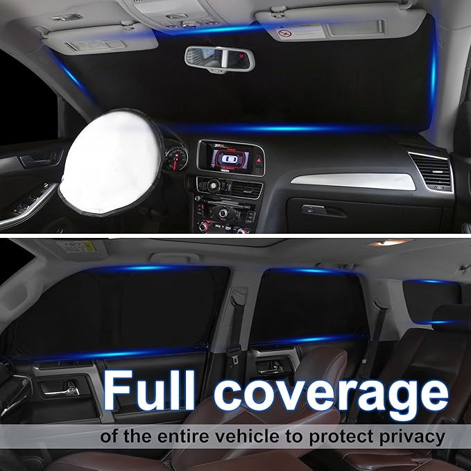 10PCS Windshield Sunshade Custom Fit for 2018-2024 BMW X3 Accessories Foldable Sunshade Side Rear Window Shade Cover Full Set Privacy Protection Keeps Car Cool