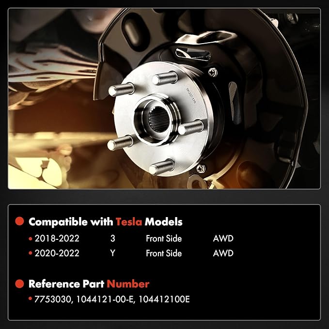 A-Premium Front Wheel Bearing and Hub Assembly with 5-Lug Compatible with Tesla Model 3 2018-2022, Model Y 2020-2022, AWD only