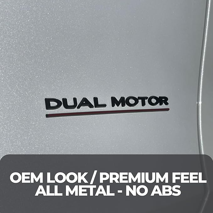 Metal Dual Motor Performance Emblem Logo Decal Sticker in Matte Black for Tesla Model 3 Highland Model Y Juniper (Dual Motor)