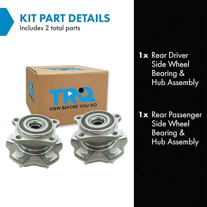 TRQ Rear Wheel Bearing and Hub Assembly Set 2 Piece Compatible with 10-15 Lexus RX350 16-22 21-23 Toyota Highlander 21-22 Sienna AWD Models