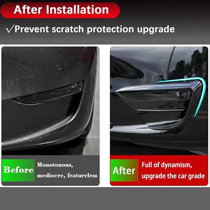 yhcdsea for 2020-2024 Tesla Model Y Front Fog Light Cover Trim Eyebrow Frame Decorative Accessories (Glossy Black)