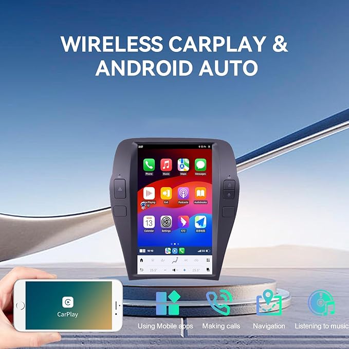 Tesla Style Touch Screen car Radio Replacement for Chevrolet Camaro 2010 2011 2012 2013 2014 2015 car Stereo Upgrade Support carplay and Android auto Head Unit (Silver, 8-128GB)
