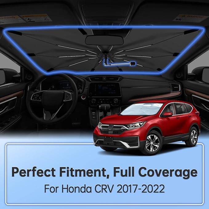 Windshield Sun Shade Umbrella for Honda CRV 2017-2022, 360 Rotation Car Sunshade for Front Window, Highly Reflective Sun Shield Visor for UV Protection, Keep Car Cool Accessories