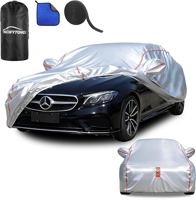 Car Cover Waterproof All Weather for Mercedes-Benz E-Class 2006-2025,All-Around Fastening and 4 Upgrades, 30s Quick-Install for Car Cover