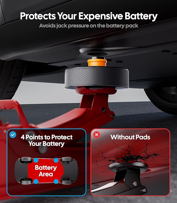 Wigoo Tesla Jack Pads for Model Y (Juniper) /3/S/X,【Heavy-Duty TPU, Battery Protection 】 Jack Lift Pucks, Odorless Non-Slip Tesla Accessories, Fits All Factory Jack Points, 4-Pack with Storage Case