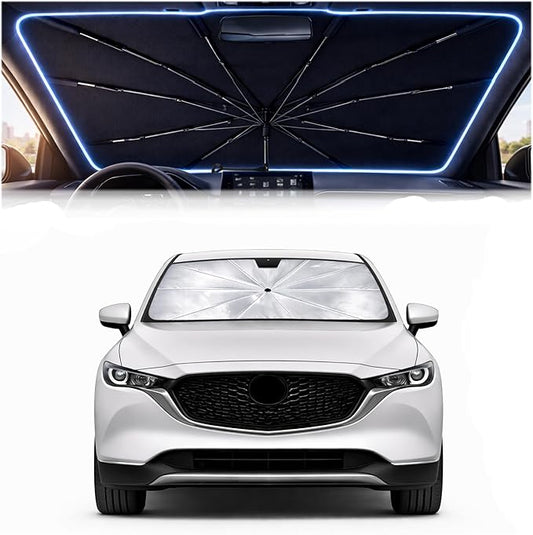 2026 Upgraded Car Windshield Sun Shade Umbrella - Custom-Fit for Mazda CX-5 2017-2026 Umbrella Sunshade,Easy Install,UV Protection & Heat Reflective,Keep Interior Cooler with Storage Bag
