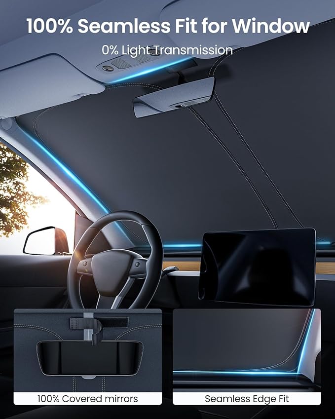 REEVAA Upgraded Windshield Sun Shade for GMC Sierra 1500 2500 3500 (2019-2025) [Tailored Fit, 99% Sun Protection] Protect Interior & Keep Cool, Foldable Sunshade Car Accessories with Storage Bag