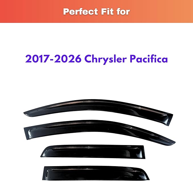 KPY Rain Guards Fit for 2017-2026 Chrysler Pacifica, Out-Channel Window Visors Vent Wind Deflectors 4PC, Car Accessories for 17-26 Pacifica
