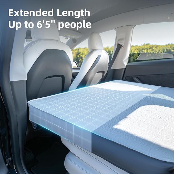 CloudCore 4.5inch Foam Mattress for Tesla Model Y, Full Size Bed, Vacuum Compression, Roadtrip, Job Shifts, Nap, Camping, Guests & Home, Rechargeable Pump and Eyemask Provided (2020-2024 Model Y)