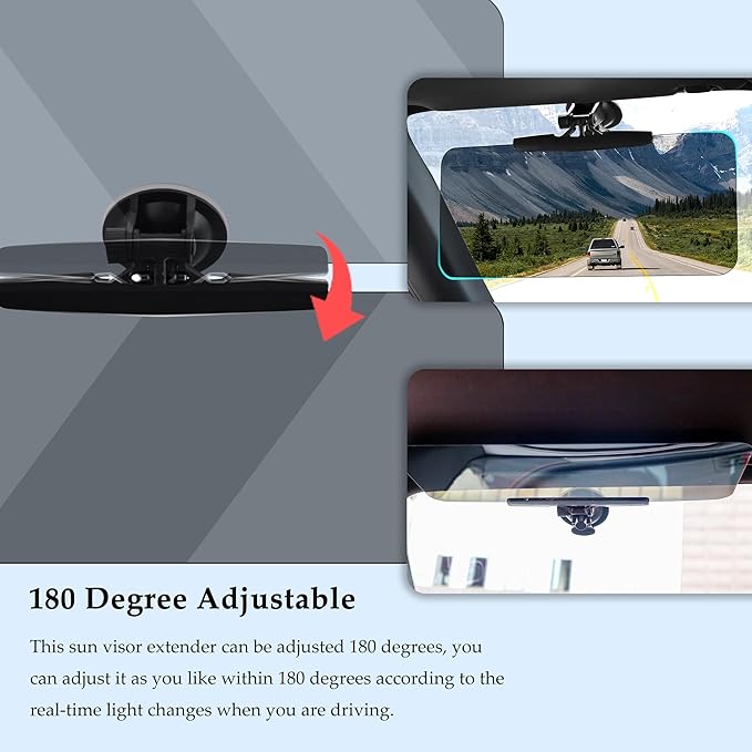 180° Adjustment Sun Visor Extender for Car,Strong Shading Car Visor Extender Sun Blocker for Glare Prevention,Universal CCar Accessories Visor Extender Attachment