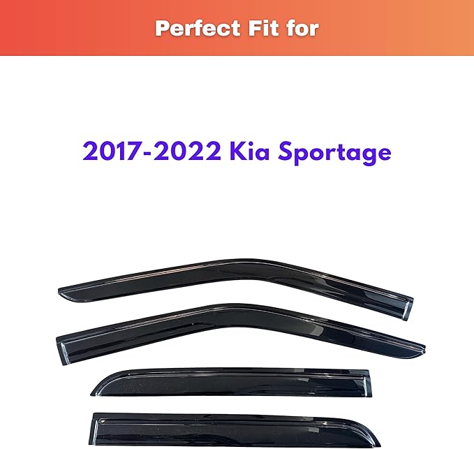 KPY Rain Guards Fit for 2017-2022 Kia Sportage, Out-Channel Window Visors Vent Wind Deflectors 4PC, Car Accessories for 17-22 Sportage