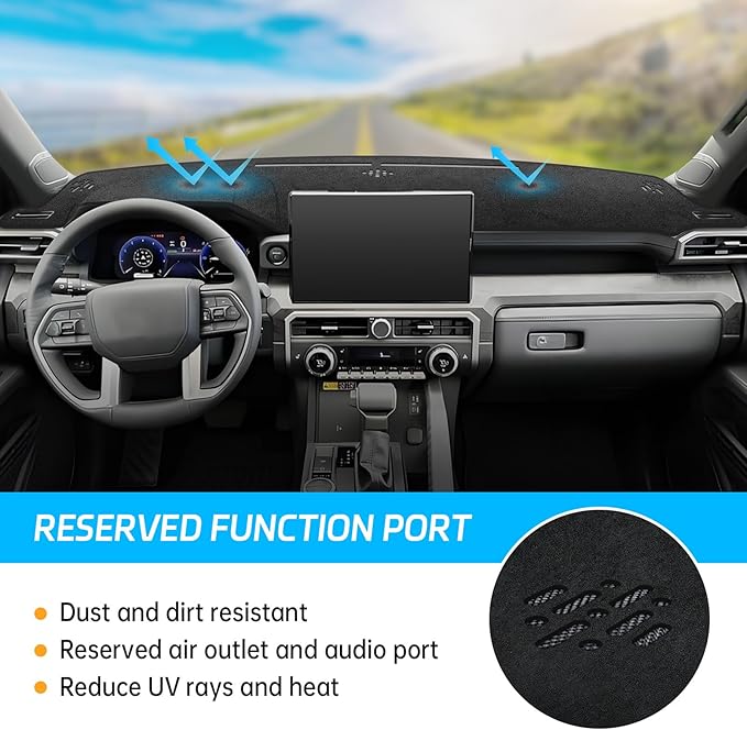 MASHA Dashboard Cover for Toyota Tacoma 2024 2025 2026, Flannel Dashboard Mat Non-Slip Center Console Decorative Interior Auto Accessories (Without HUD)
