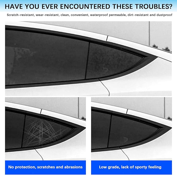 YHCDSEA for Model 3 Rear Side Window Shutter Cover Louver Sport Style Cool Exterior Decoration fit for Tesla Model 3 2017-2026 Accessories (Glossy Black)