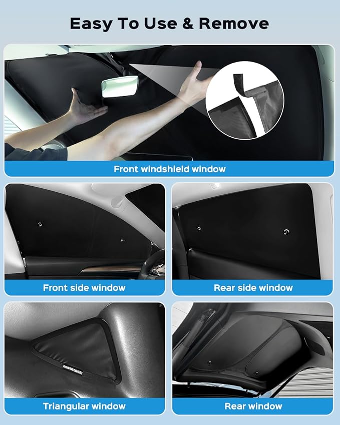 10-PCS Windshield Sunshade for Tesla Model X (2016-2024), Front & Rear Side Window Privacy, Sun Shade Cover, Sun Visor, Thermal Insulated Model X Accessories