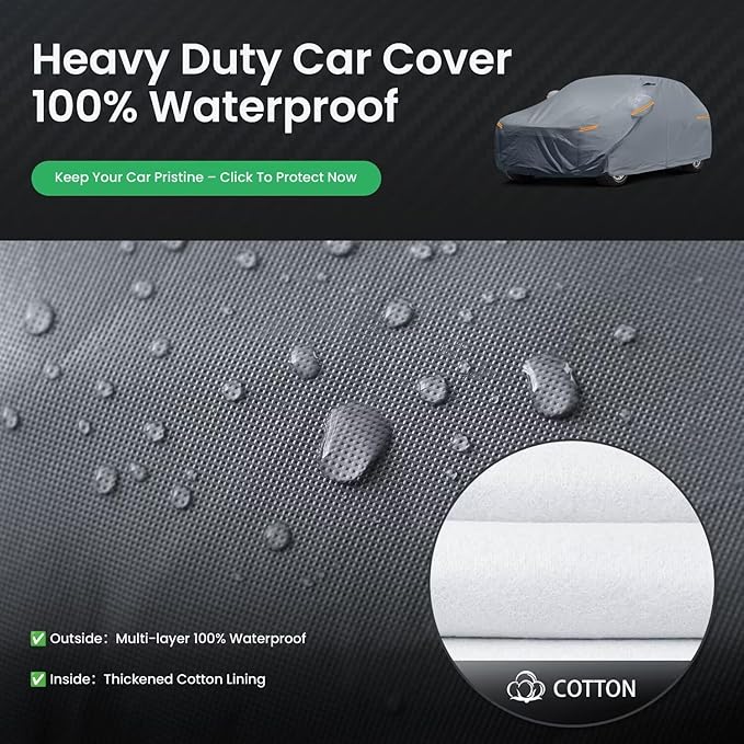 Waterproof BMW X5(2013-2026) Car Cover with Breathable Vents, [2026 Upgrade] Premium Covers with Cotton Liner and Zipper Door, Sun Rain Snow Dust Uv Protection.(Gift with Towel)