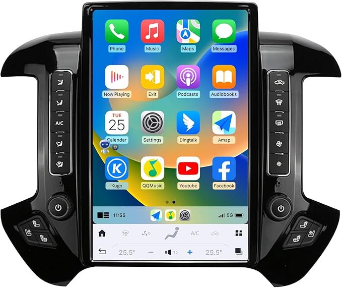 Car Radio for Chevrolet Silverado GMC Sierra 2014-2019 Update Replacement Head Unit 14.4 Inch 2K IPS Touch Screen Tesla Style Carplay Android Auto GPS Navigation Multimedia Play OEM 4.2 Inch（Black）
