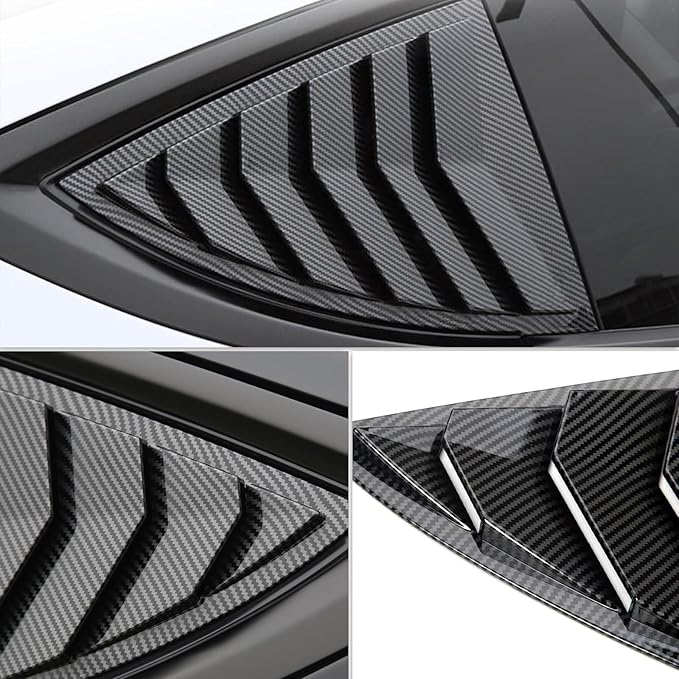 for Model Y Side Window Louver Cover Sport Style for Tesla Model Y 2021 2022 2023 2024 2025 Juniper Accessories(Glossy Carbon Fiber Pattern)